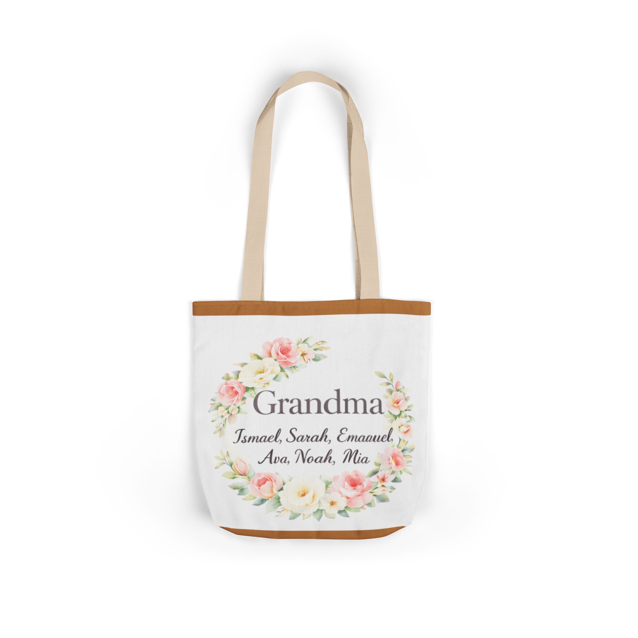 Grandma Floral Wreath Canvas Tote