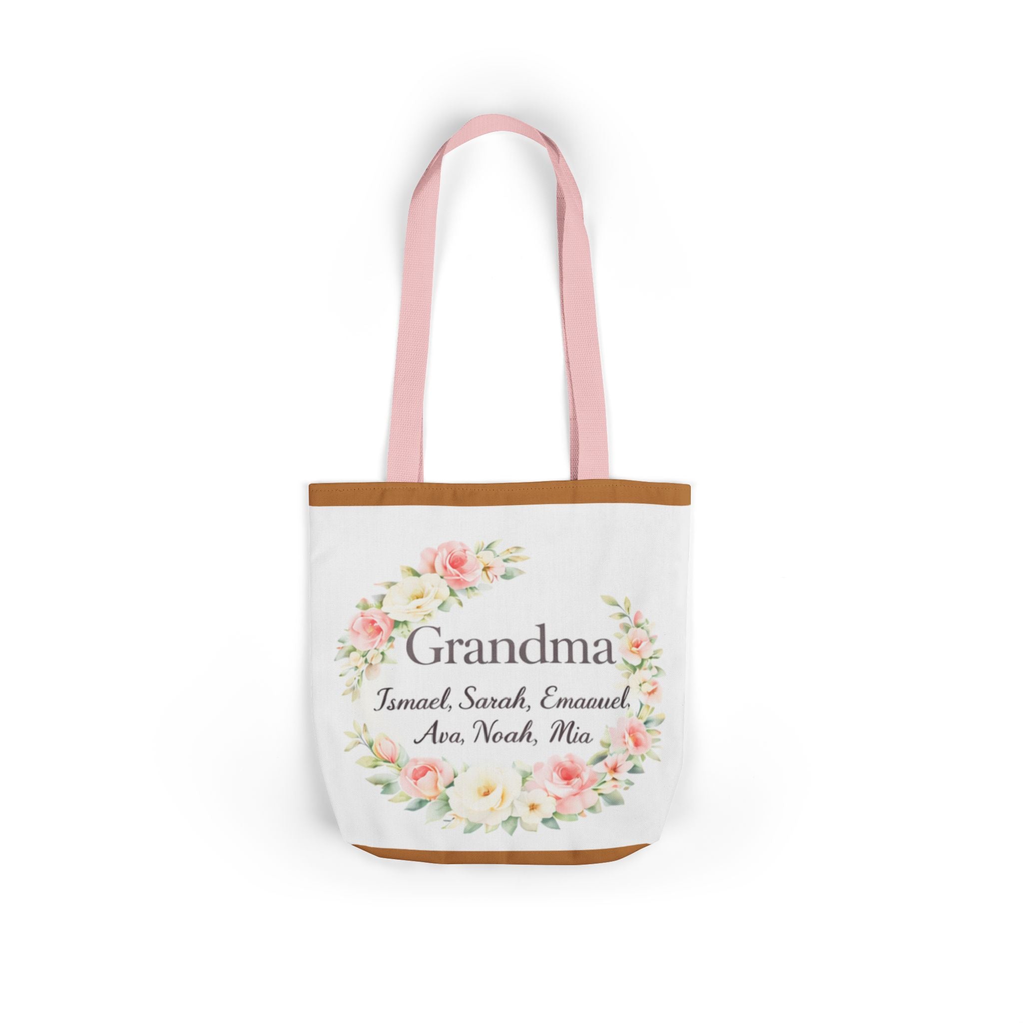 Grandma Floral Wreath Canvas Tote