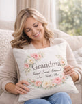 Grandma Floral Wreath Personalized Pillow — Custom Names Square Throw Pillow