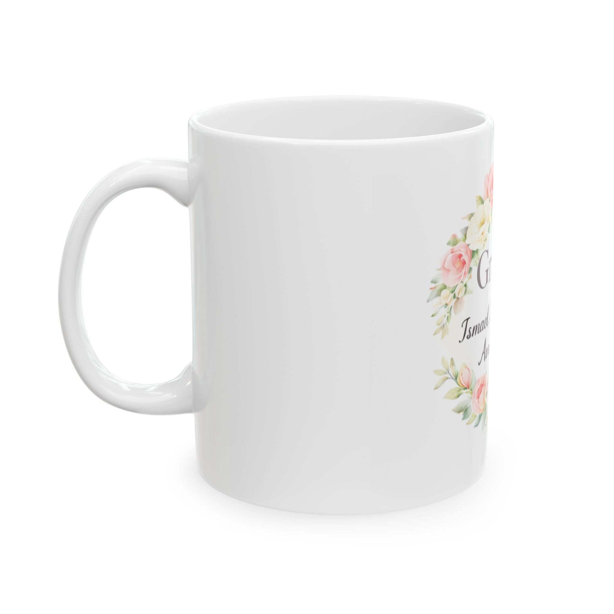 Grandma Floral Personalized Ceramic Mug — Custom Names Coffee Cup (11oz/15oz)